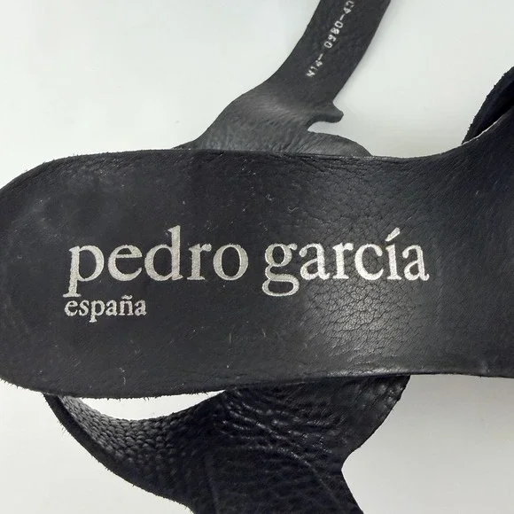 Pedro Garcia Black Suede Heels Sandals Womens EU 40 US 9 Ankle Strap Chic - Picture 5 of 10